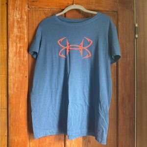 Under Armour woman’s Blue Tee with Orange Logo